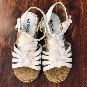 Little Girls White Wedges Size 10